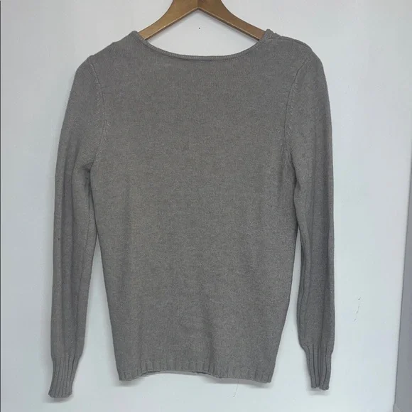Evolution by Cyrus Women’s Small V-Neck Cable Knit Sweater Gray Stretch Soft - Picture 7 of 8
